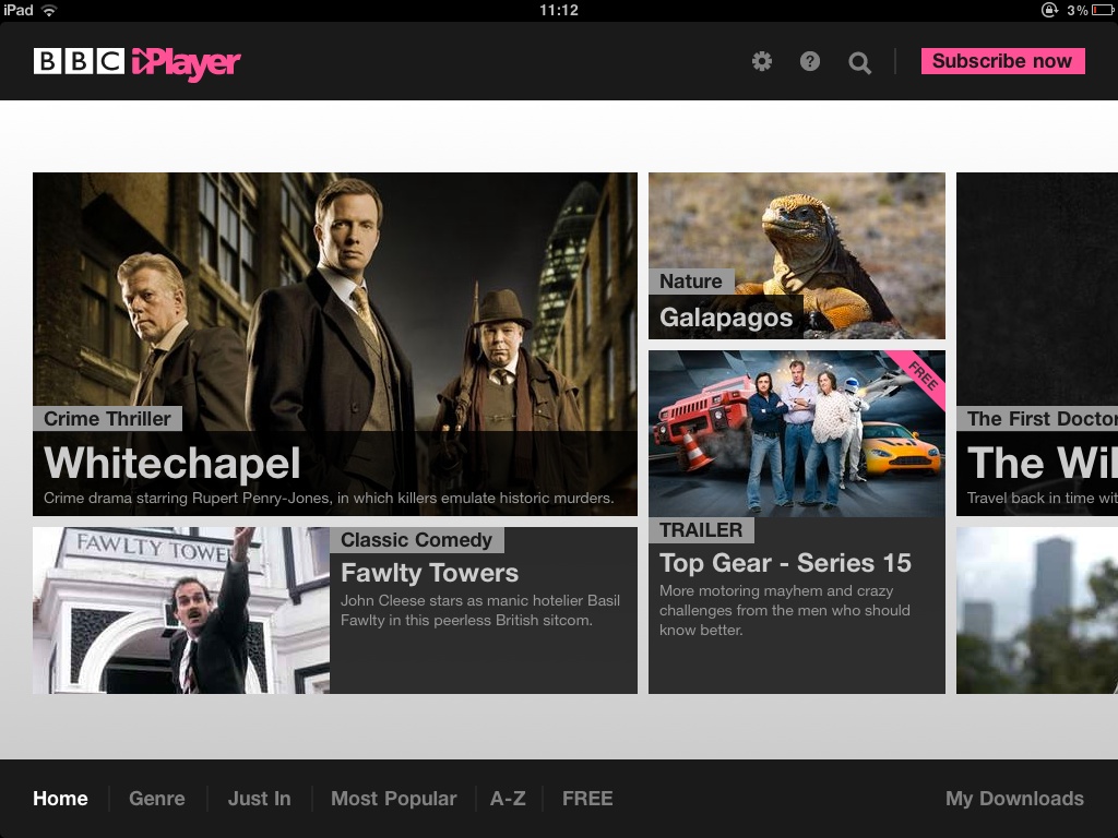 BBC global iPlayer app screenshot